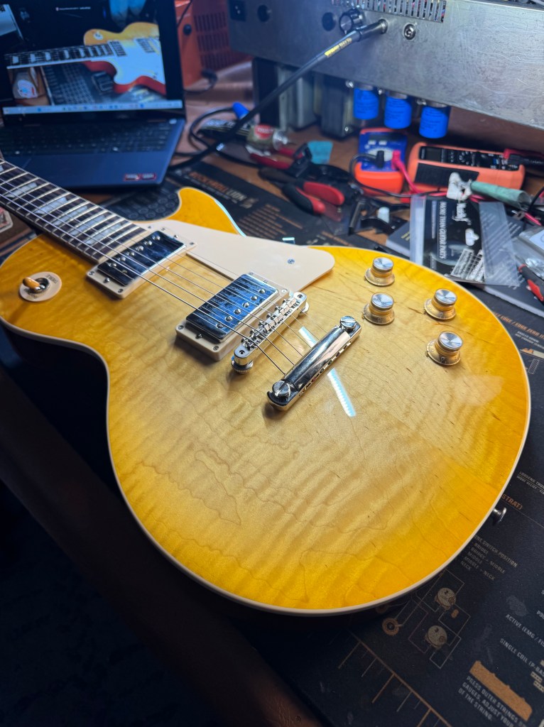Gibson Les Paul setup mid way through.